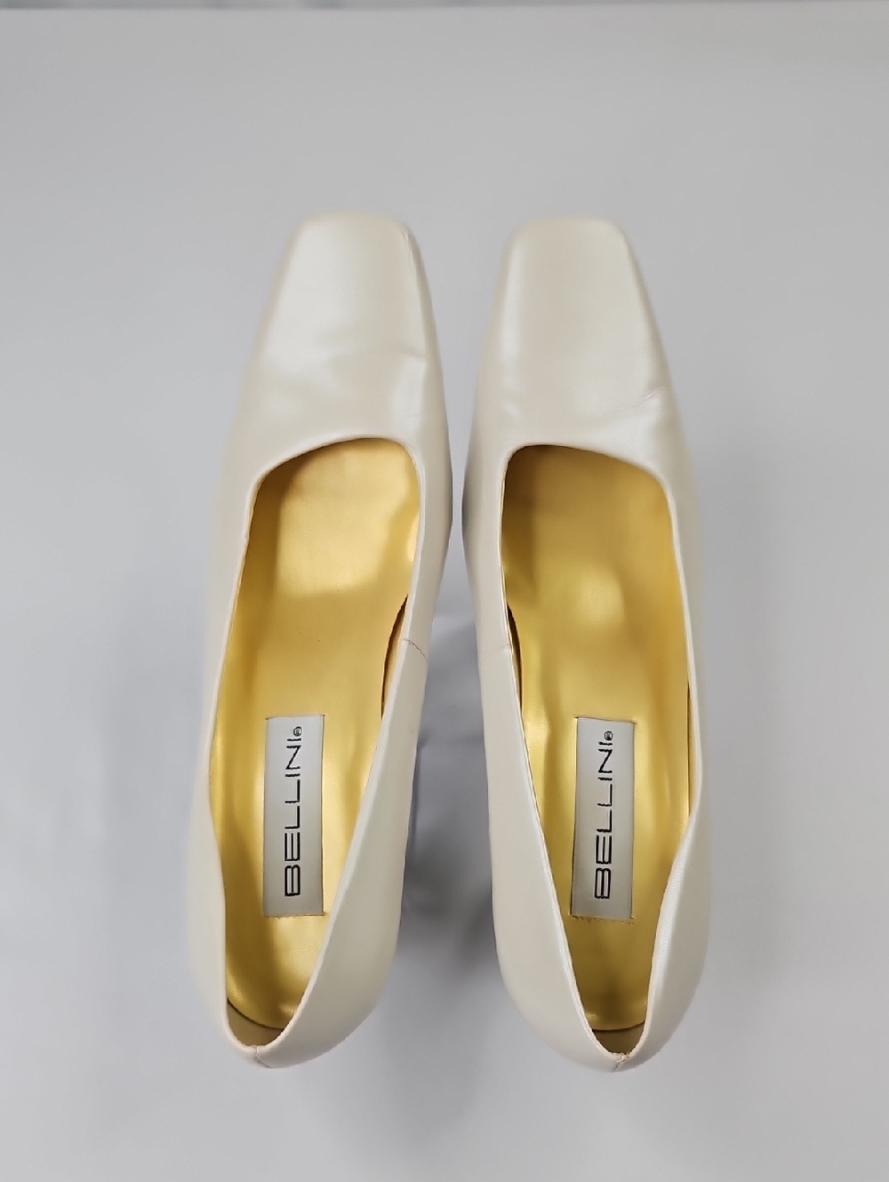 Bellini Ivory Square-Toe Pump with Gold Insole Size 9